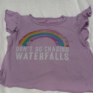 Girls' Lavender Rainbow Graphic Tee - Don't Go Chasing Waterfalls